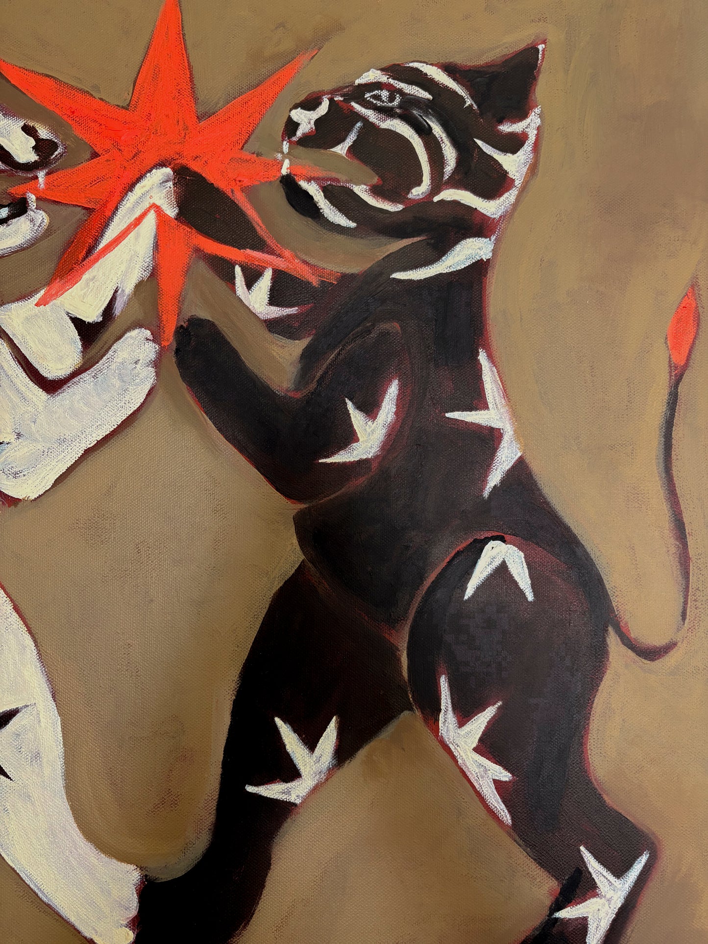 Dual Spirits by Anna Munro — original acrylic on canvas, 24×24 in. Midnight Gallery.