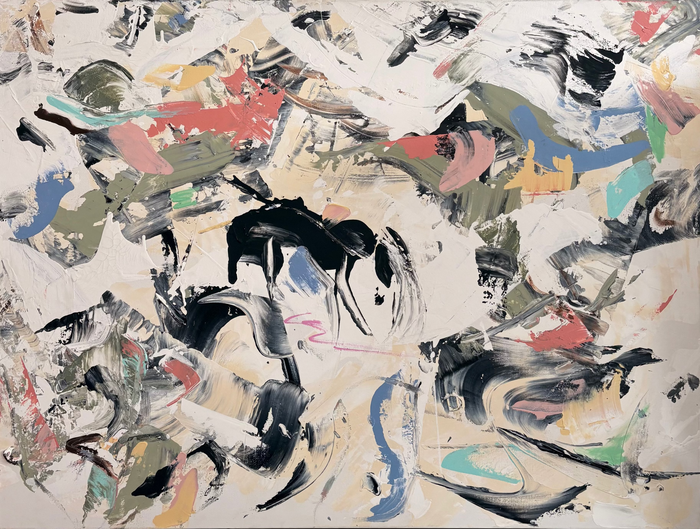 Stillness #12 by Jamie Jorndt — original acrylic and mixed media on primed canvas, 48×36 in. Midnight Gallery.