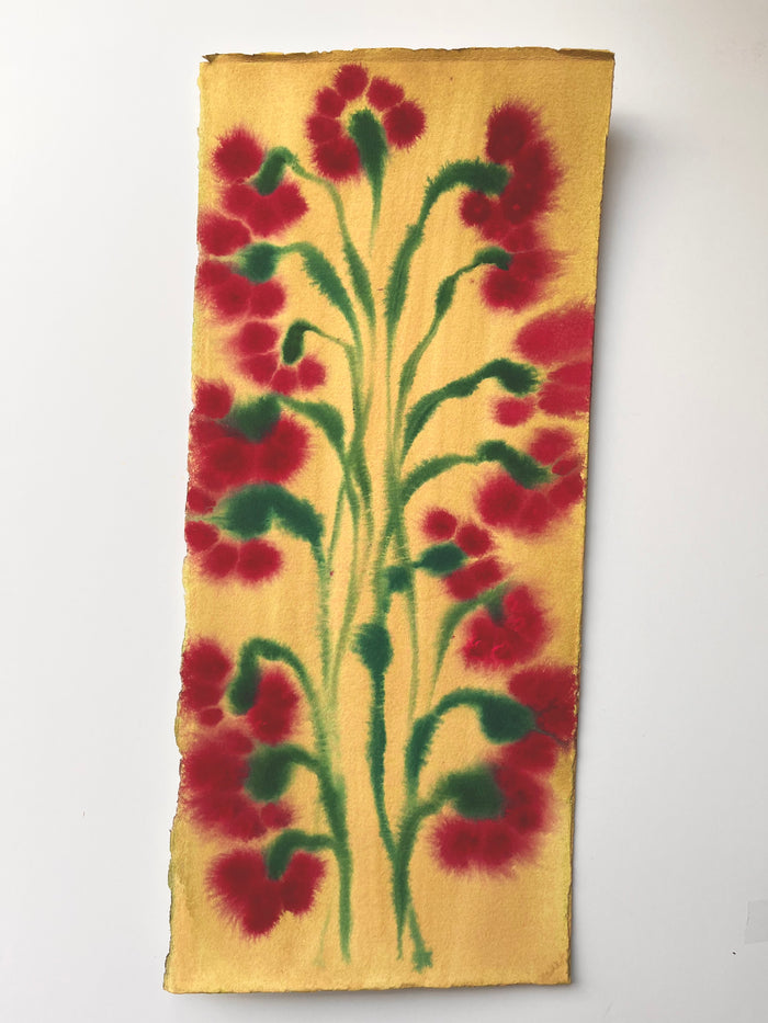 Fiori XV by Morgan Elvington Walker — original gouache on paper, 4×8 in. Midnight Gallery.