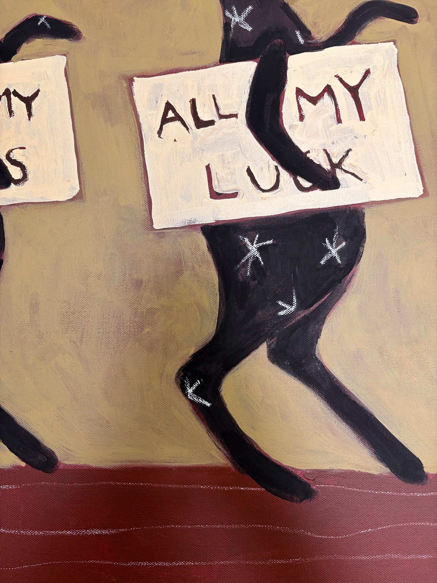 Lucky Pair by Anna Munro — original acrylic and oil pastel on canvas, 24×24 in. Midnight Gallery.