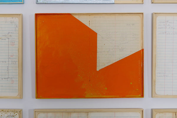 Breathing Rarefied Air by Robbie Austin — original acrylic on used field book paper, framed, 10×8 in. Midnight Gallery.
