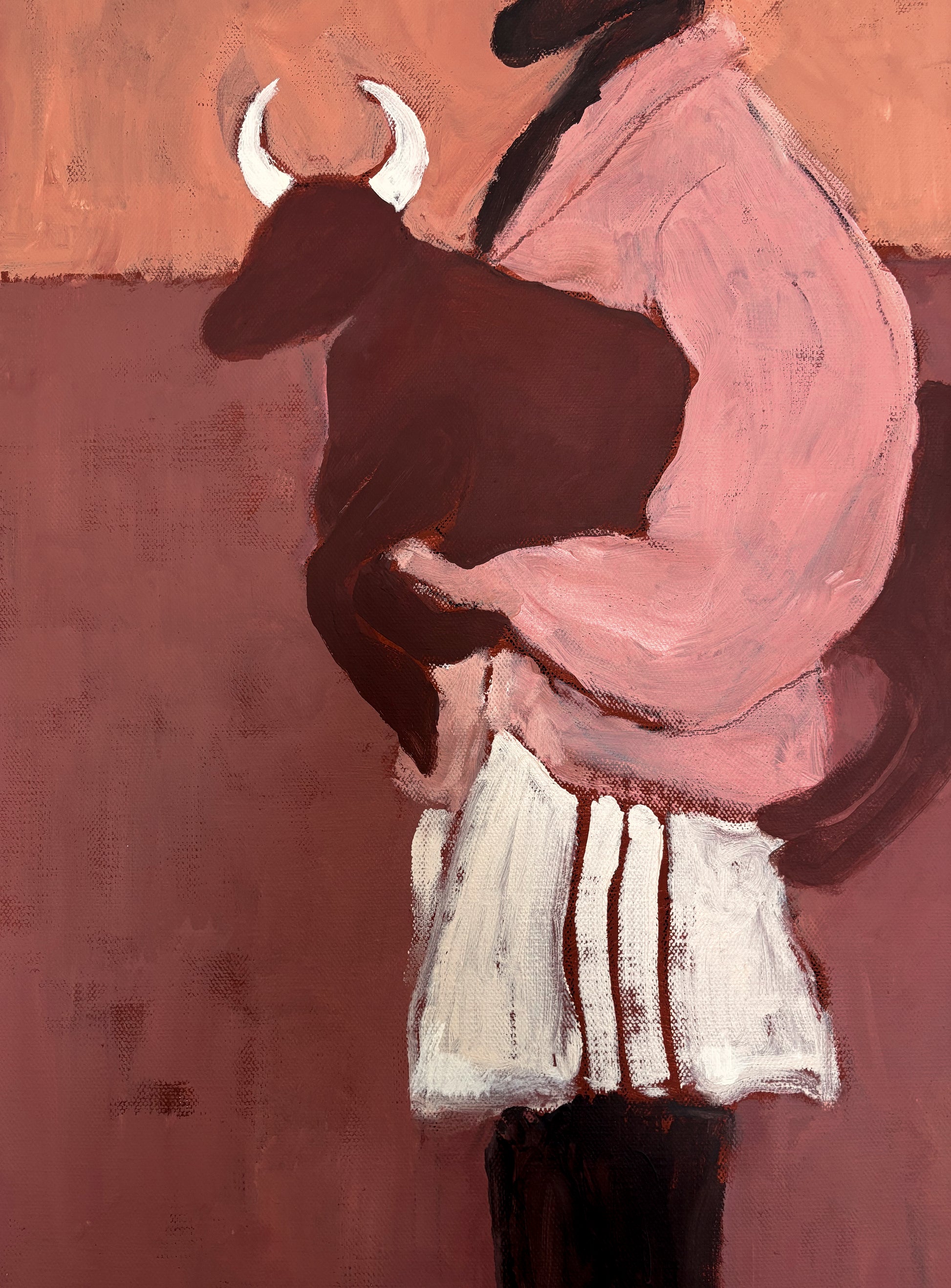Amalfi Bull by Anna Munro — original acrylic and oil pastel on canvas, 24×36 in. Midnight Gallery.
