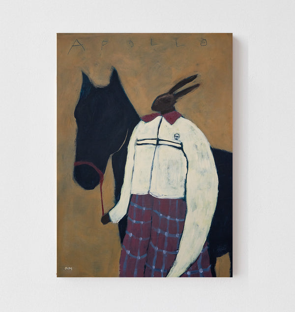 Apollo by Anna Munro — original acrylic and oil stick on canvas, 30×40 in. Midnight Gallery.