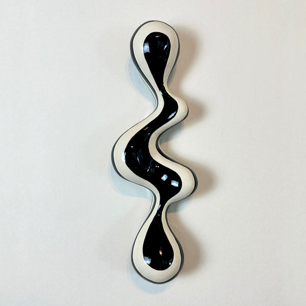 Dash by Emily Meisler — original glazed ceramic sculpture, 6×18×3 in. Midnight Gallery.
