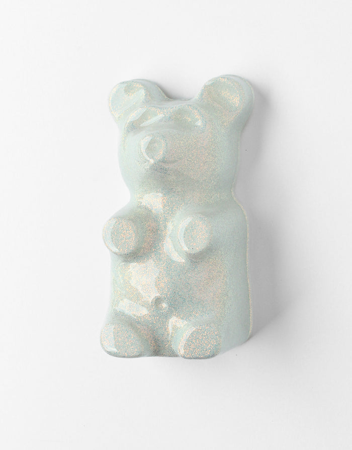 Disco Unicorn Gummy Bear by Olivia Bonilla — original plaster, automotive paint, and resin sculpture, 5×10×5 in. Midnight Gallery.