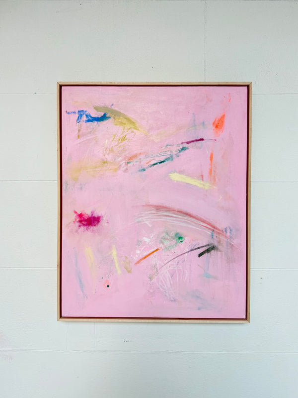 Don't Make Me Blush by Jake Snowden — original acrylic on canvas, 24×30 in, framed. Midnight Gallery.