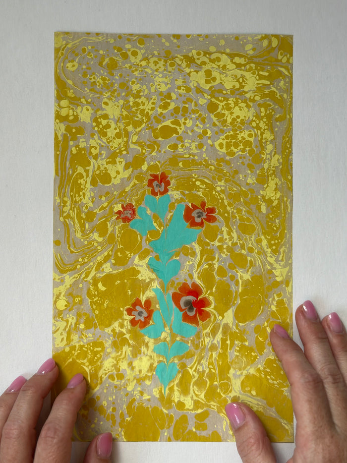 Flower VII by Morgan Elvington Walker — original gouache on paper, 6×9 in. Midnight Gallery.