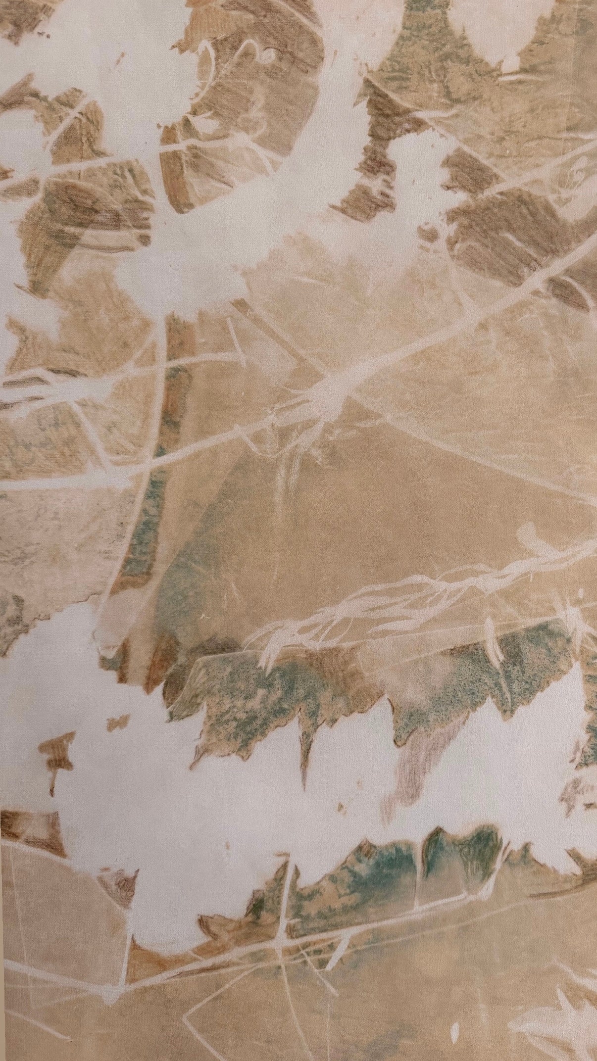 Forever Wild by Kristen Abbott — original cyanotype and mixed media on silk and cradled wood panel, 40×30×2 in, framed. Midnight Gallery.