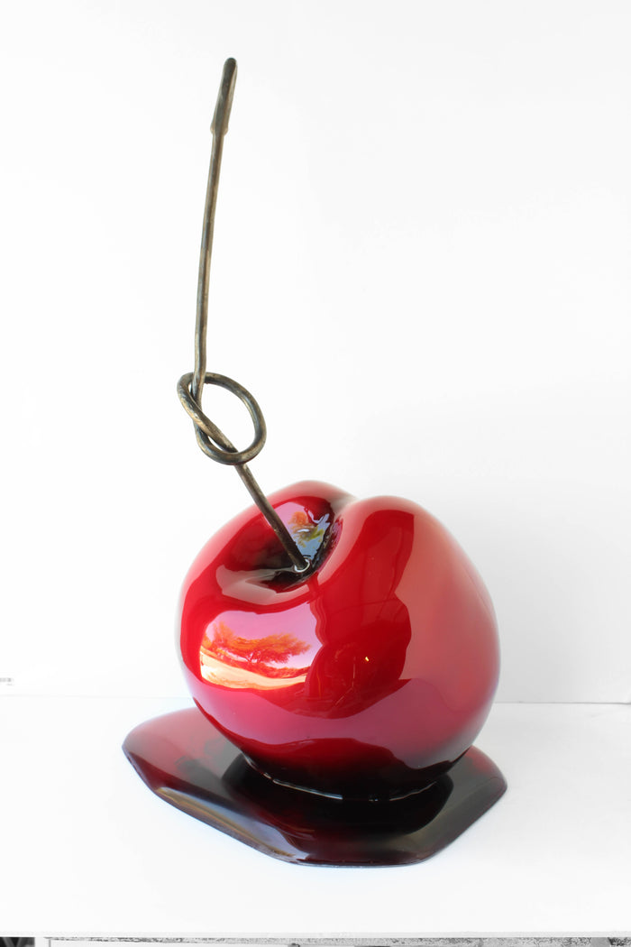 Good Kisser #02 (Medium) by Olivia Bonilla — original automotive paint, foam, plaster, resin, and forged steel sculpture, 17×29×16 in. Midnight Gallery.