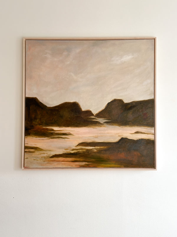 Heartens the Heart by Anee Shah — original oil on canvas, 30×30 in, framed. Midnight Gallery.