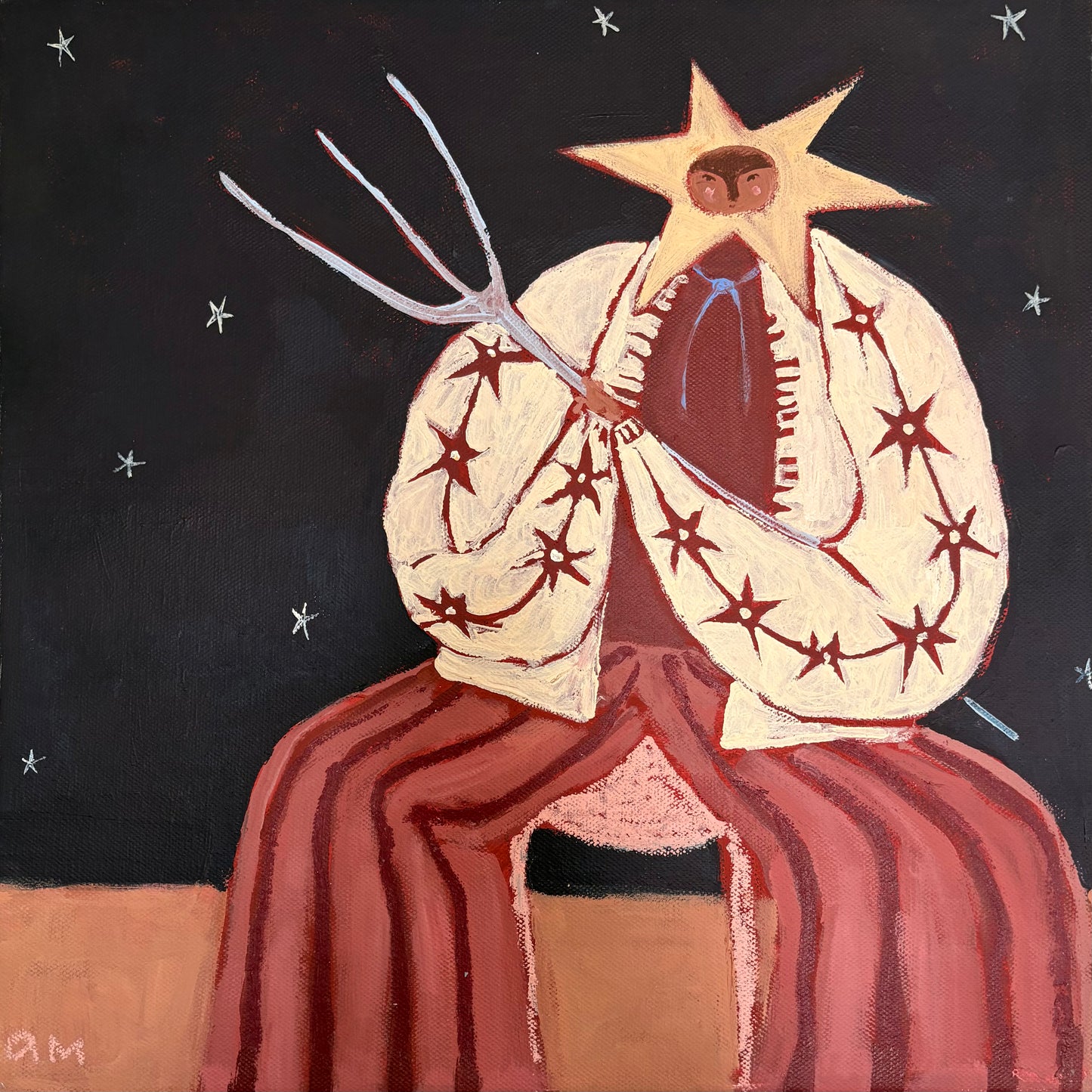 Midnight Harvest by Anna Munro — original acrylic and oil pastel on canvas, 20×20 in. Midnight Gallery.