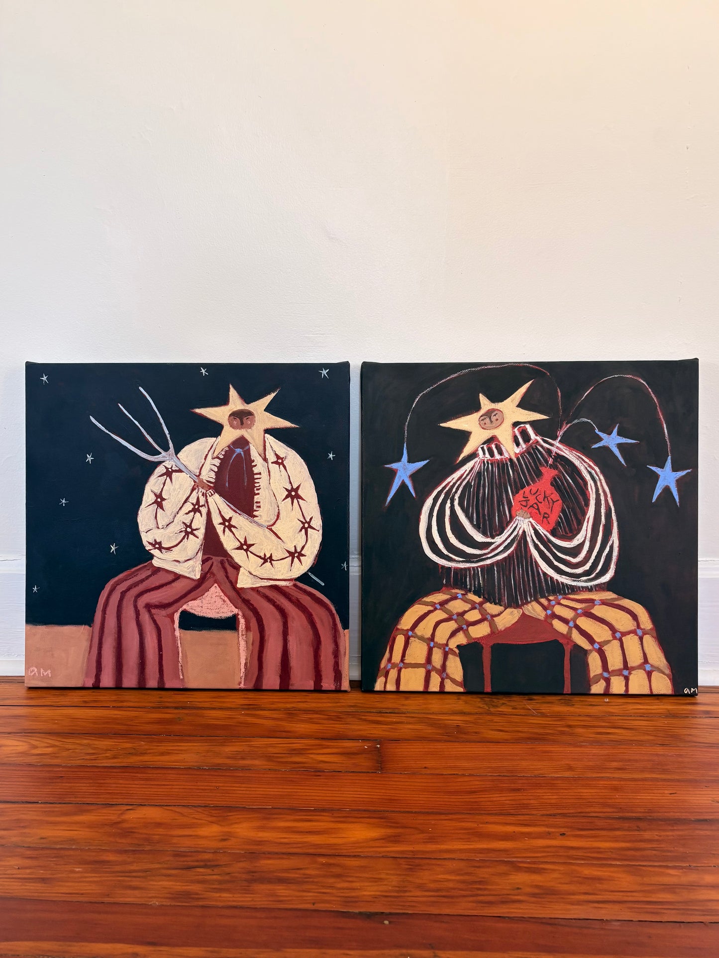 Midnight Harvest by Anna Munro — original acrylic and oil pastel on canvas, 20×20 in. Midnight Gallery.