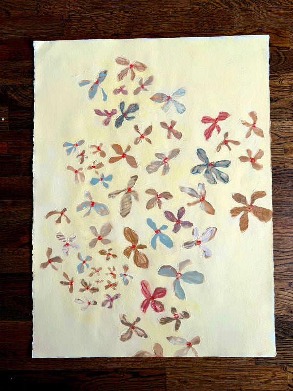 Tumbling by Shelby Wimberly — original mixed media on paper, 22×30 in. Midnight Gallery.