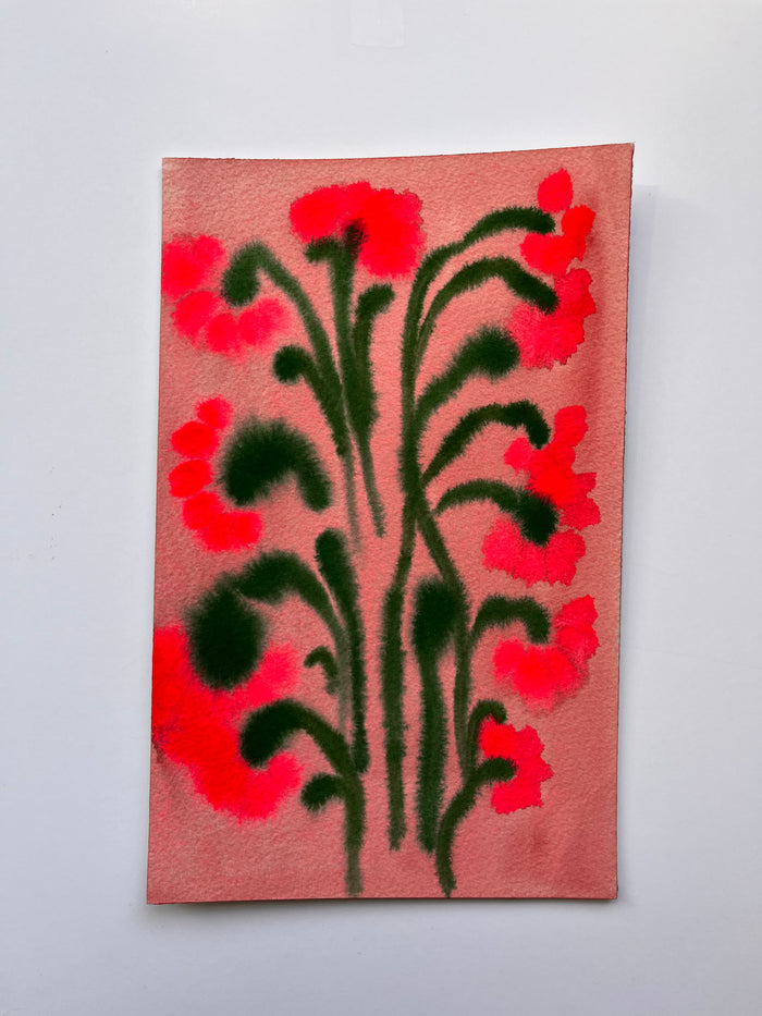 Fiori V by Morgan Elvington Walker — original gouache on paper, 4×8 in. Midnight Gallery.