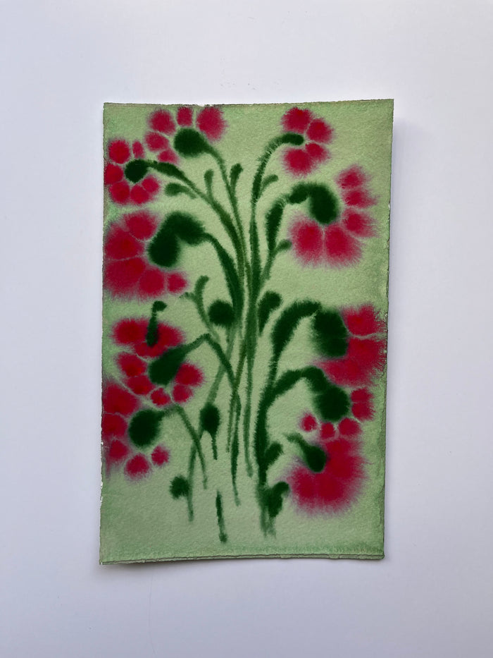 Fiori IV by Morgan Elvington Walker — original gouache on paper, 4×8 in. Midnight Gallery.