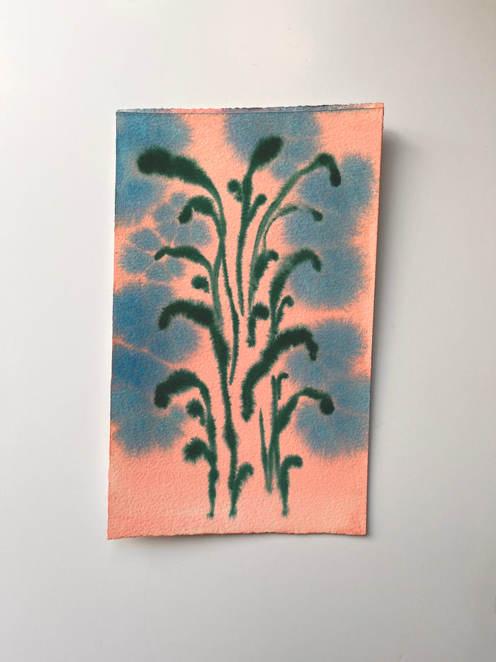 Fiori VII by Morgan Elvington Walker — original gouache on paper, 4×8 in. Midnight Gallery.