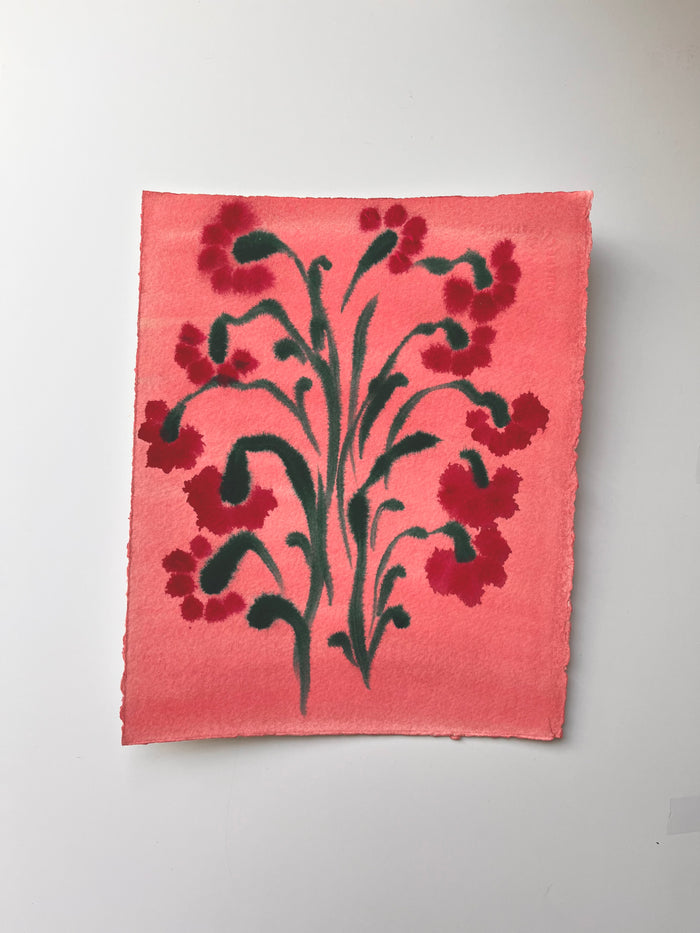 Fiori XI by Morgan Elvington Walker — original gouache on paper, 4×8 in. Midnight Gallery.