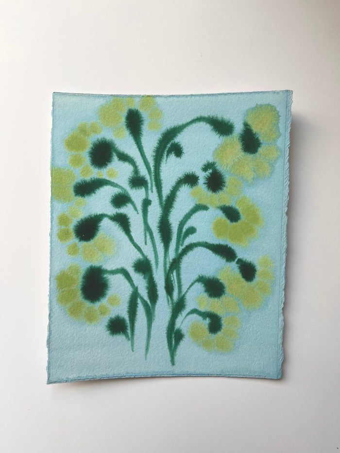 Fiori IX by Morgan Elvington Walker — original gouache on paper, 4×8 in. Midnight Gallery.