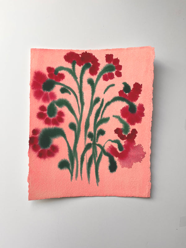 Fiori X by Morgan Elvington Walker — original gouache on paper, 4×8 in. Midnight Gallery.