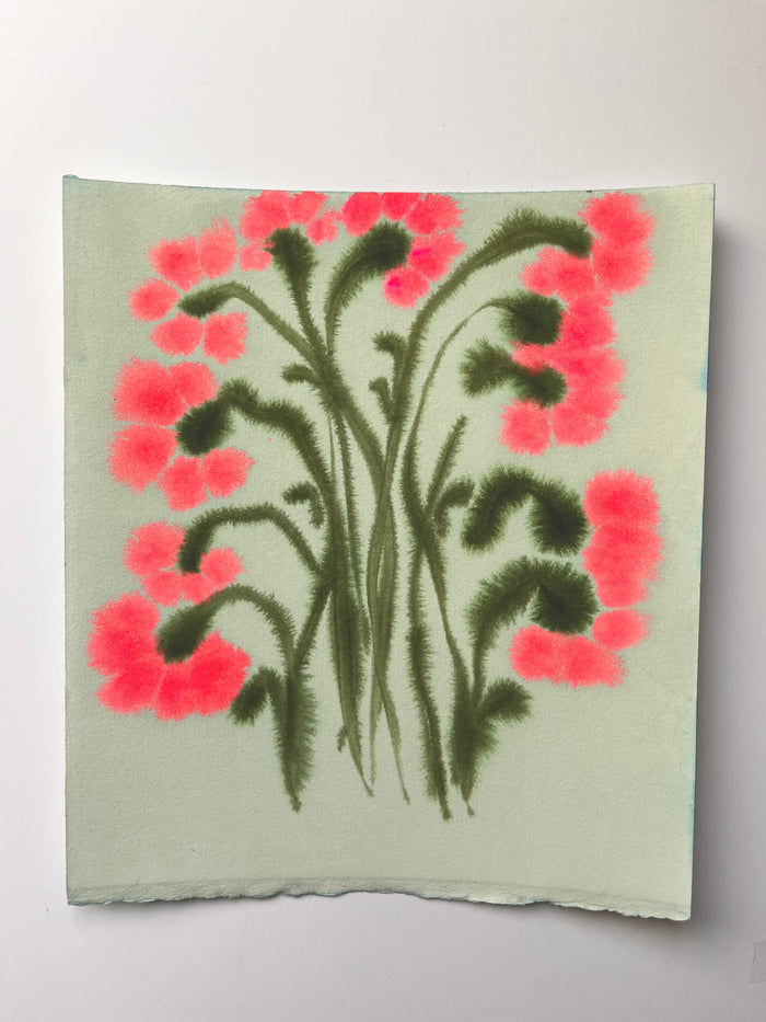 Fiori XIII by Morgan Elvington Walker — original gouache on paper, 4×8 in. Midnight Gallery.
