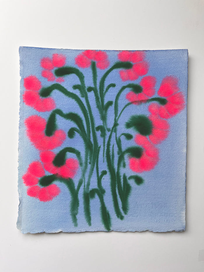 Fiori XII by Morgan Elvington Walker — original gouache on paper, 4×8 in. Midnight Gallery.