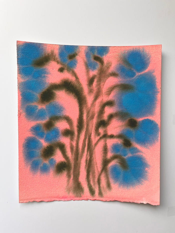 Fiori XIV by Morgan Elvington Walker — original gouache on paper, 4×8 in. Midnight Gallery.