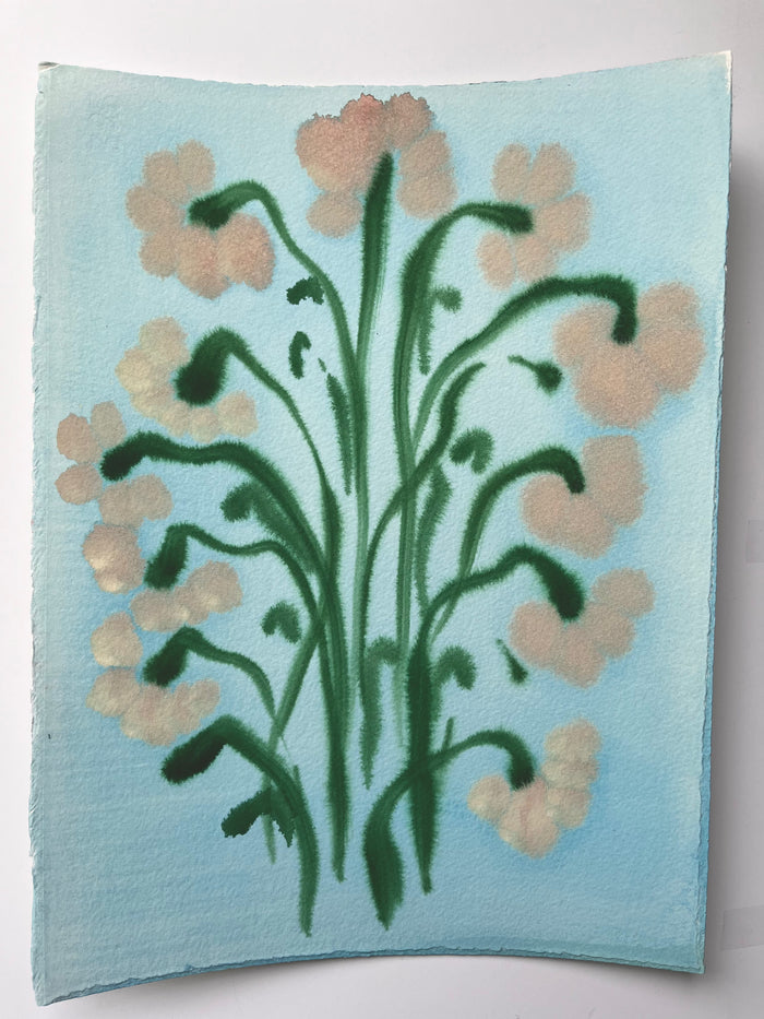 Fiori XIX by Morgan Elvington Walker — original gouache on paper, 4×8 in. Midnight Gallery.