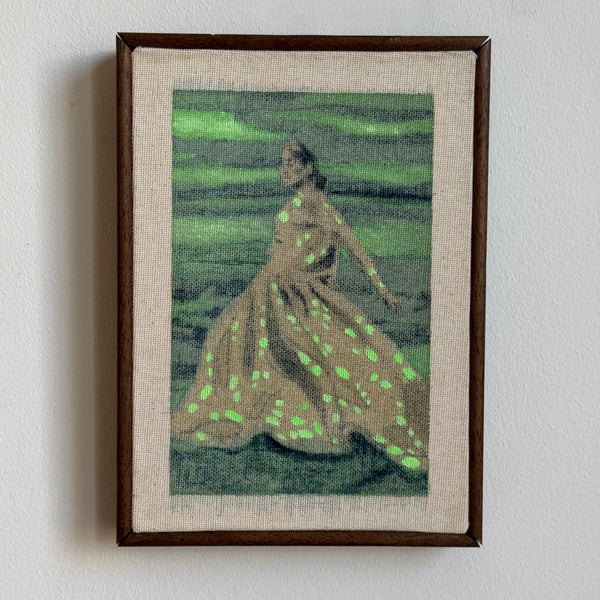 Veridian Dream v.II by Liz Curtis — original pastel on canvas, 6.5×9 in, framed. Midnight Gallery.