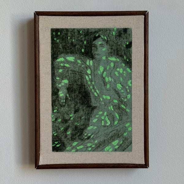 Veridian Dream by Liz Curtis — original pastel on canvas, 6.5×9 in, framed. Midnight Gallery.