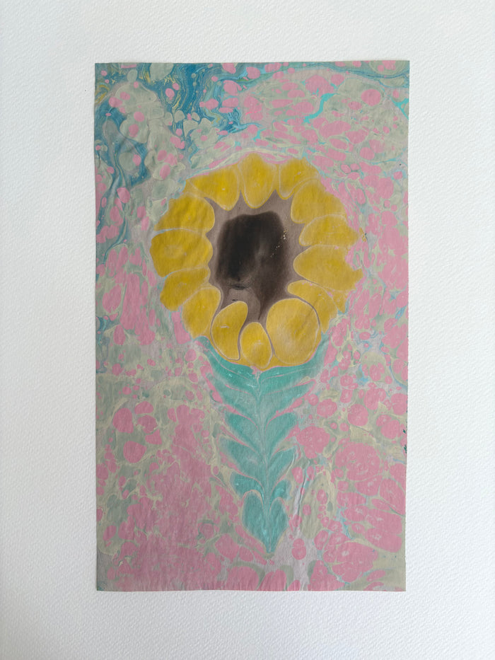 Flower IX by Morgan Elvington Walker — original gouache on paper, 6×11 in. Midnight Gallery.