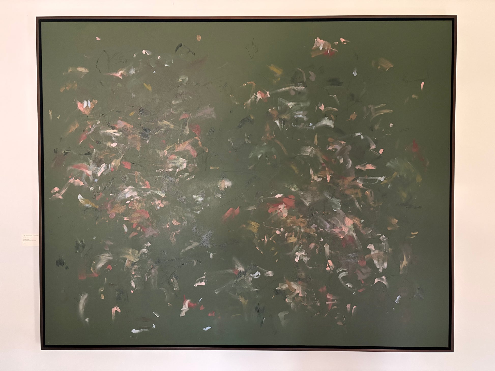 Late Summer in Appalachia by Marcy Parks — original acrylic and graphite on canvas, 60×48 in, framed in gold metal frame. Midnight Gallery.