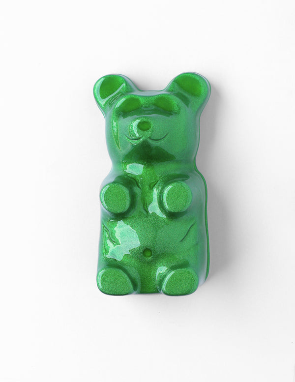 Mary Jane Gummy Bear by Olivia Bonilla — original plaster, automotive paint, and resin sculpture, 5×10×5 in. Midnight Gallery.