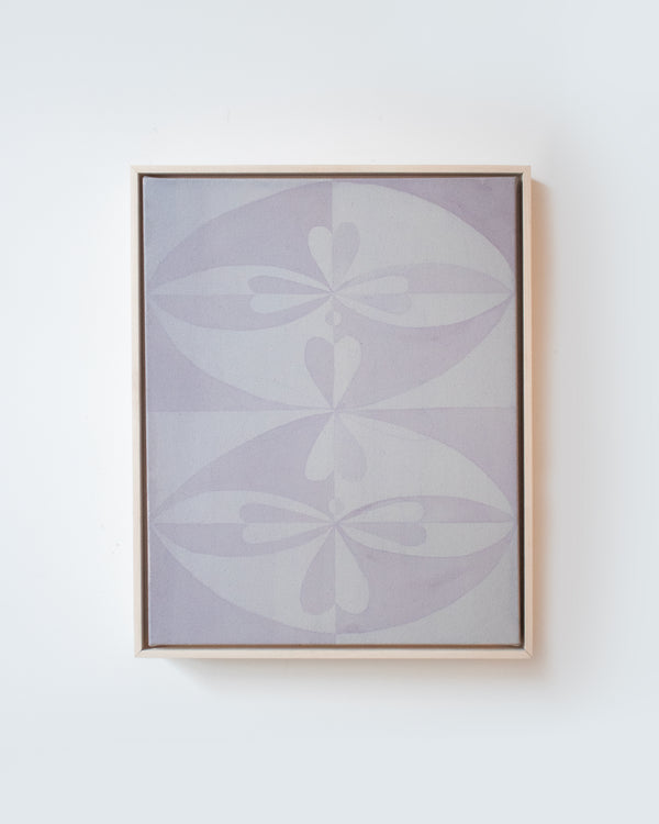 Purple Reflections by Katie Leimbach — original acrylic on canvas, 16×20 in, framed in maple float frame. Midnight Gallery.