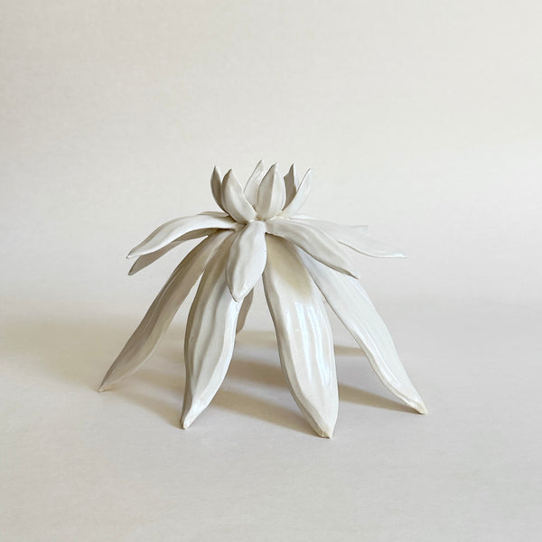 Rising Bloom by Emily Meisler — original glazed ceramic sculpture, 6×6×8 in. Midnight Gallery.