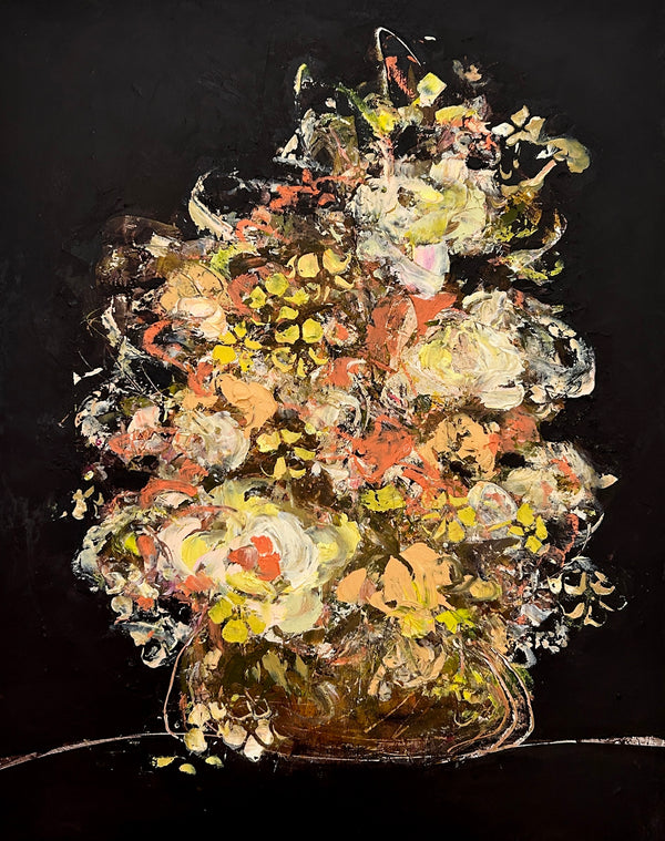 Time Heals by Sali Swalla — original oil and mixed media on cradled wood, 16×20 in. Midnight Gallery.