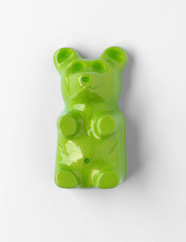 Sweet Pea Gummy Bear by Olivia Bonilla — original plaster, automotive paint, and resin sculpture, 5×10×5 in. Midnight Gallery.
