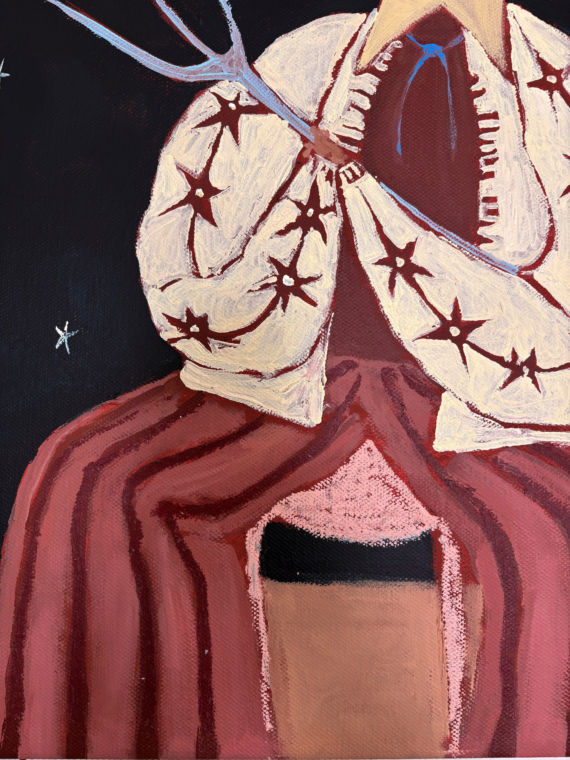 Midnight Harvest by Anna Munro — original acrylic and oil pastel on canvas, 20×20 in. Midnight Gallery.